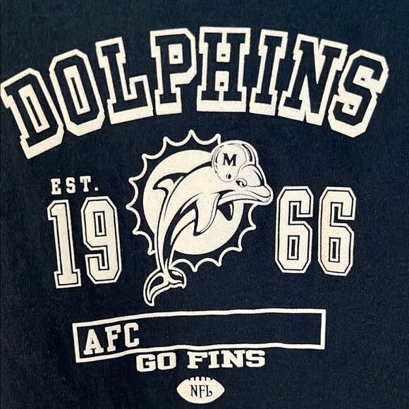 NFL Women’s Dolphins Navy  T-Shirt White Graphics with a touch of Sparkle - Picture 3 of 6